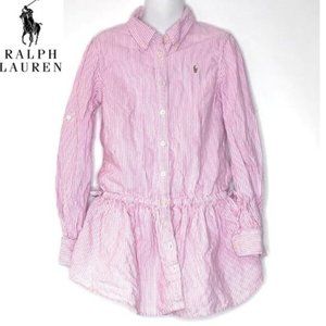 Pink Striped Cotton Shirt Dress